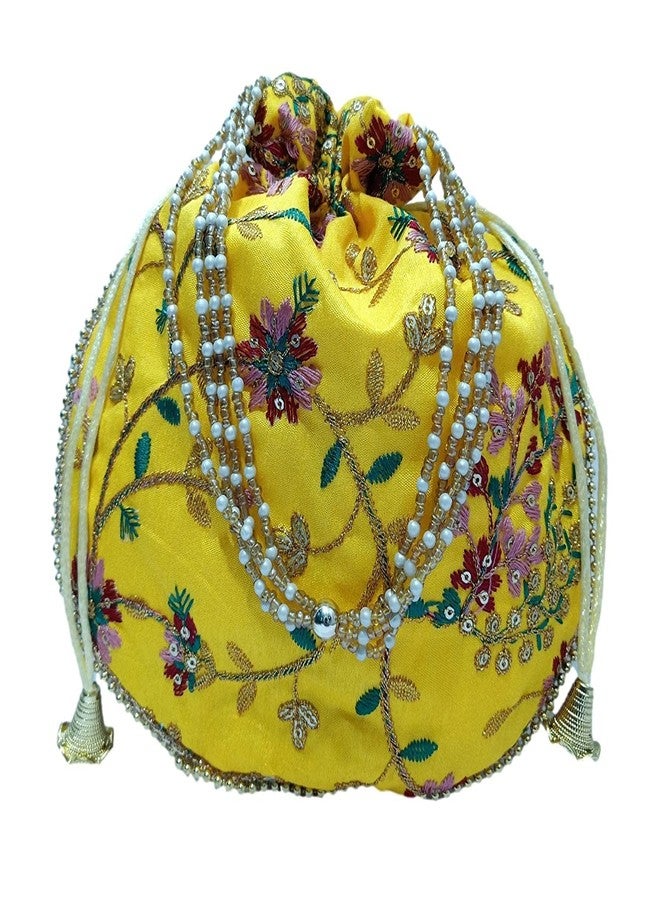 athizay حقيبة بوتلي من أثيزاي (عبوة من قطعتين) بوتلي متعددة الألوان باللونين العنابي والأصفر، مناسبة لحفلات الزفاف النسائية وكهدايا تذكارية. - Image 4